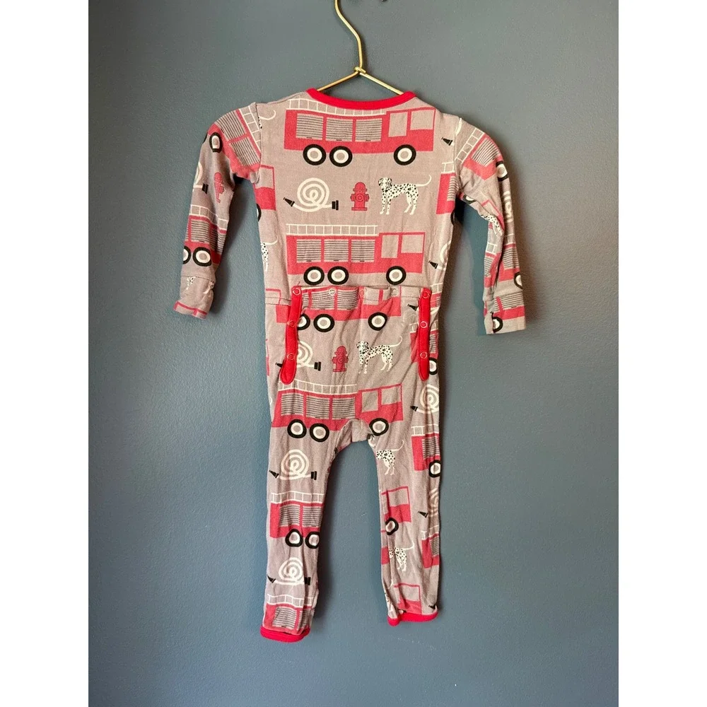 KicKee Pants Fire Truck Dalmatian Bamboo Zipper Footless Sleeper 9-12 Months